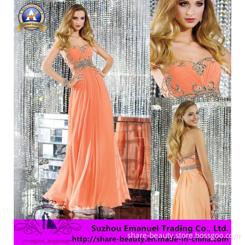 Free Shipping 2014 Coral Ankle Length Sweetheart Backless Chiffon Evening Dresses